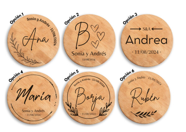 MARCASITIOS CIRCULAR MADERA NOMBRE PERSONALIZADO - Imagen 2