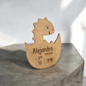 PLACA DE NACIMIENTO BEBE PERSONALIZADO DINOSAURIO