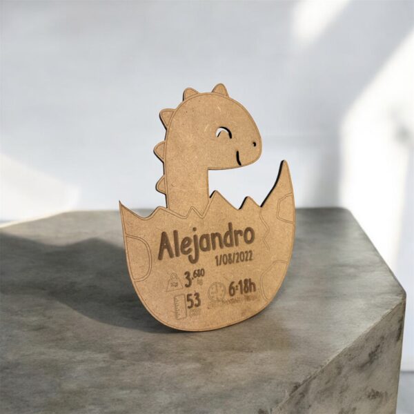 PLACA DE NACIMIENTO BEBE PERSONALIZADO DINOSAURIO