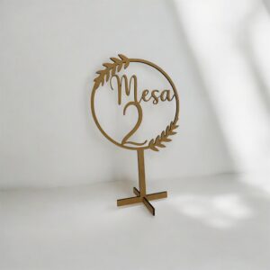 MESERO CON FLORES DE MADERA BODA PERSONALIZADO