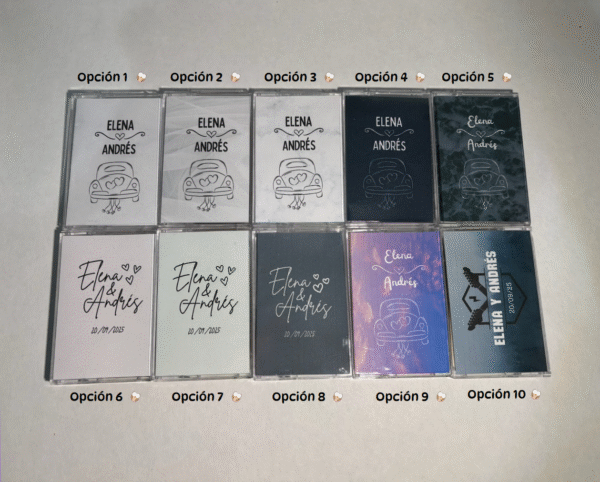 INVITACION DE BODA EN MADERA DISEÑO CASSETTE PERSONALIZADO - Imagen 5