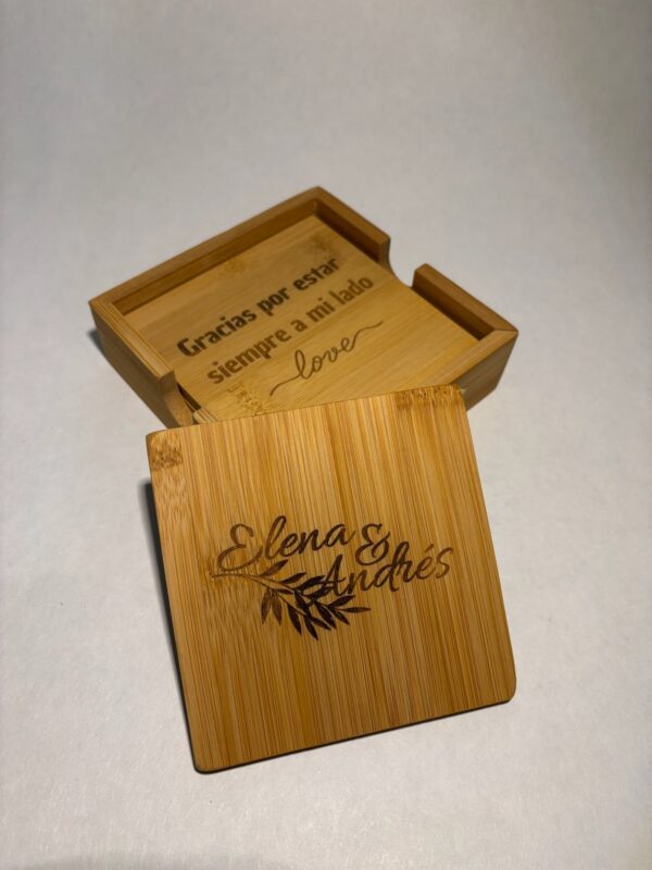 POSAVASOS BAMBU SET PERSONALIZADO - Imagen 3