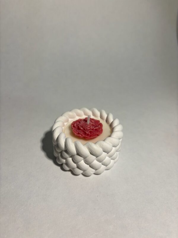VELA FLOR ROSA CON NUDOS