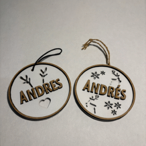 BOLA DE NAVIDAD MADERA BLANCA NOMBRE