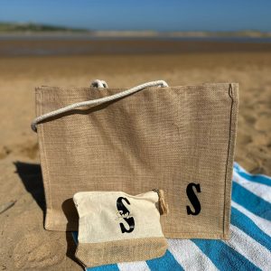 PACK - BOLSO YUTE Personalizado con tu INICIAL + Neceser con tu Inicial y Nombre